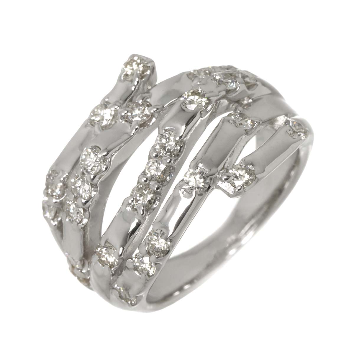 Diamond 0.85ct Ring 18K White Gold 750 Size5.5-5.75(US)