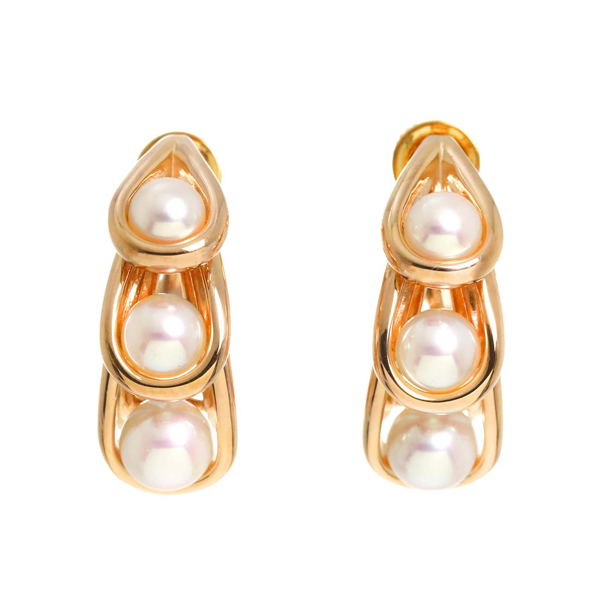 Akoya Pearl 4.9-4.0mm Earrings 18K PG YG 750