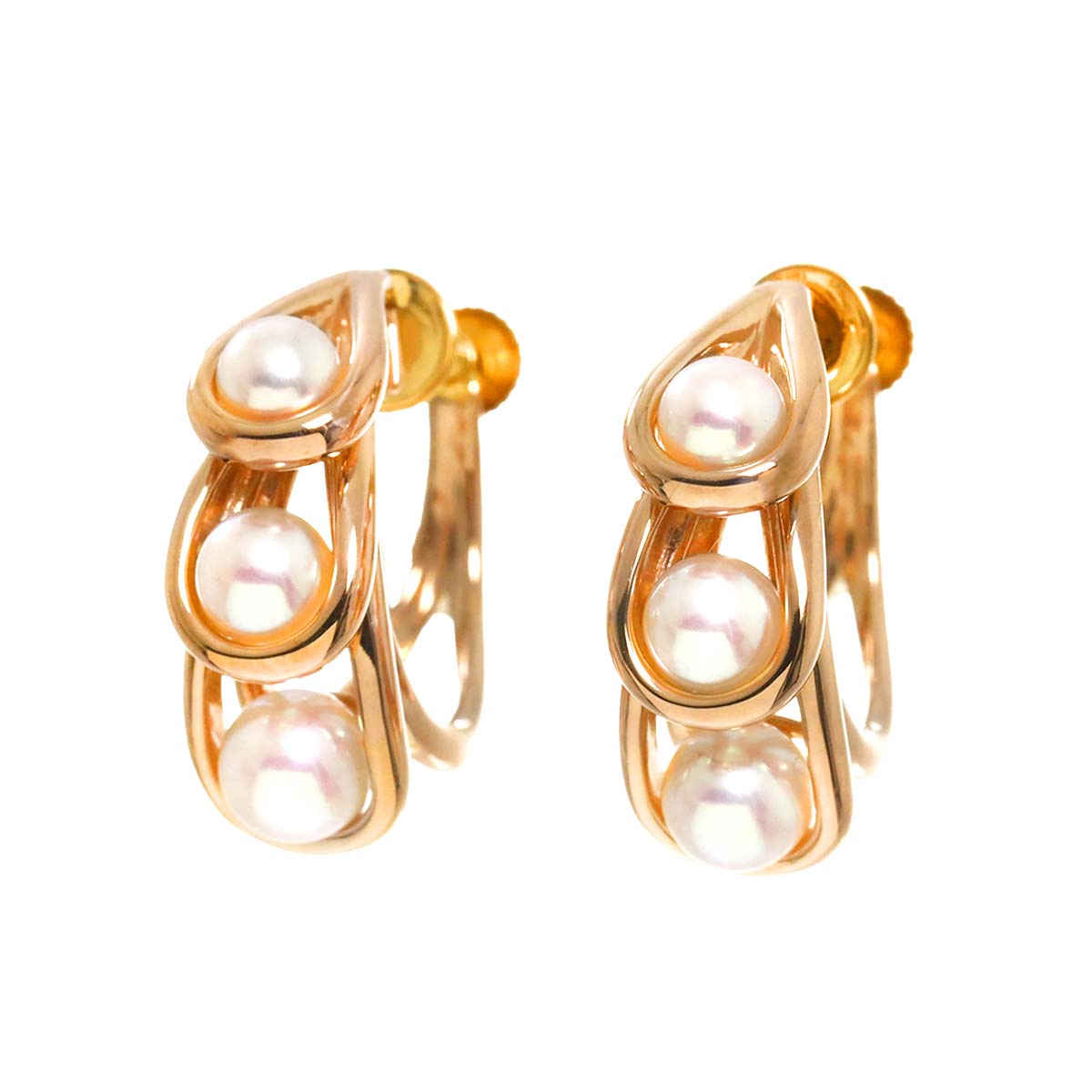 Akoya Pearl 4.9-4.0mm Earrings 18K PG YG 750