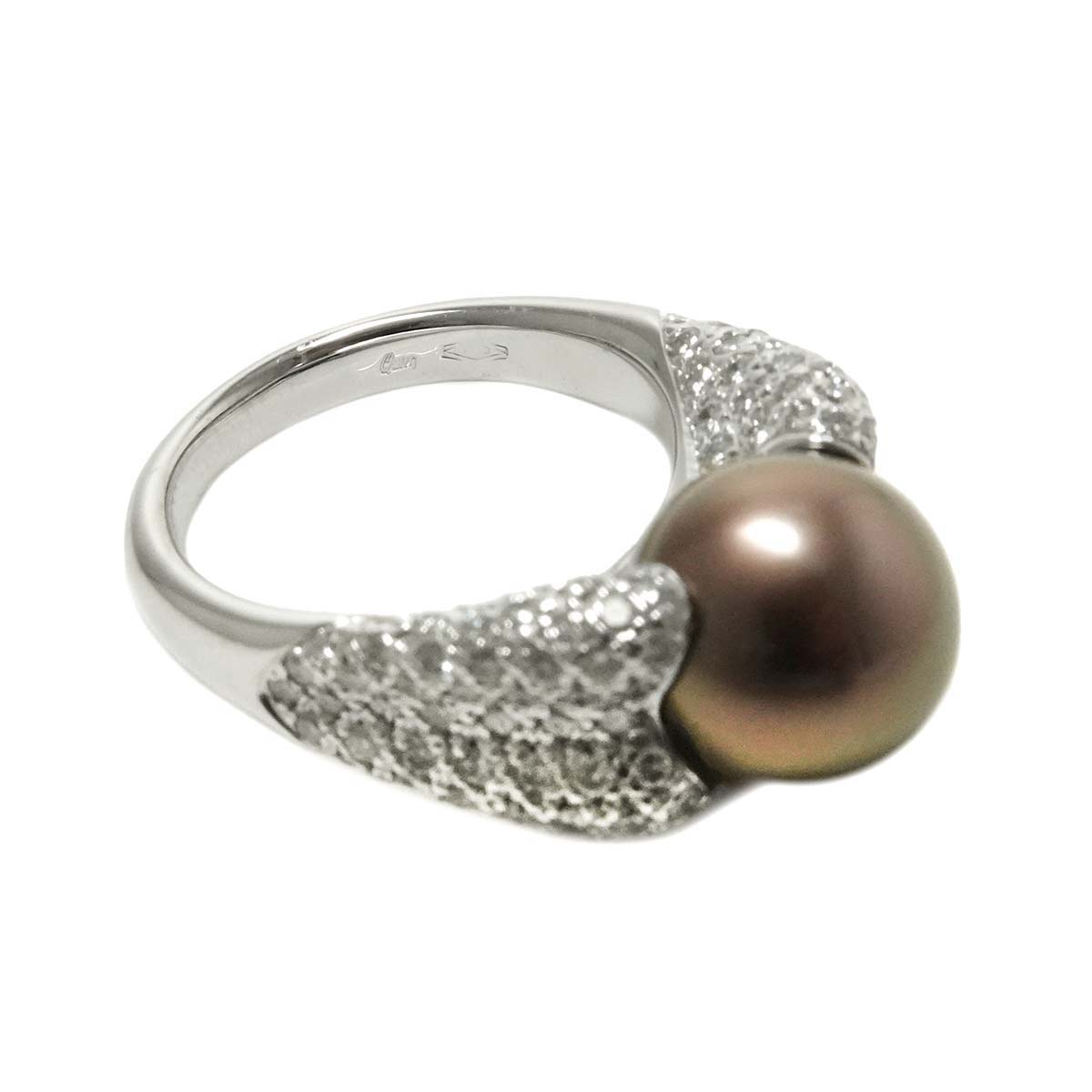 Black Pearl Diamond 1.38ct Ring 18K WG size6.25-6.5(US)