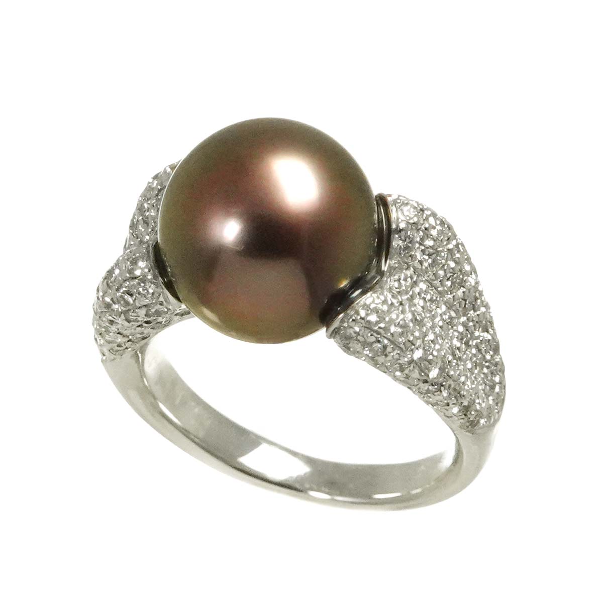 Black Pearl Diamond 1.38ct Ring 18K WG size6.25-6.5(US)
