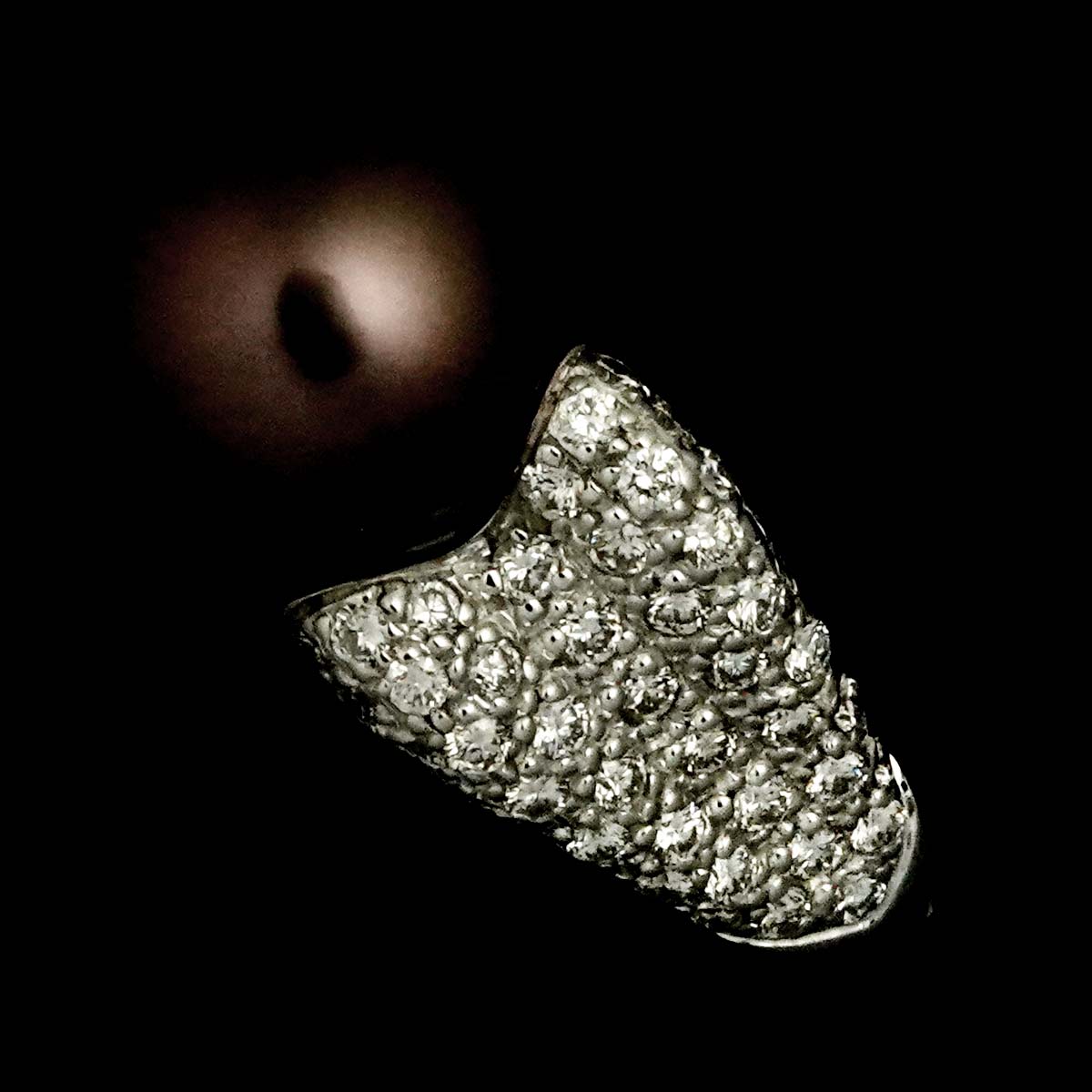 Black Pearl Diamond 1.38ct Ring 18K WG size6.25-6.5(US)