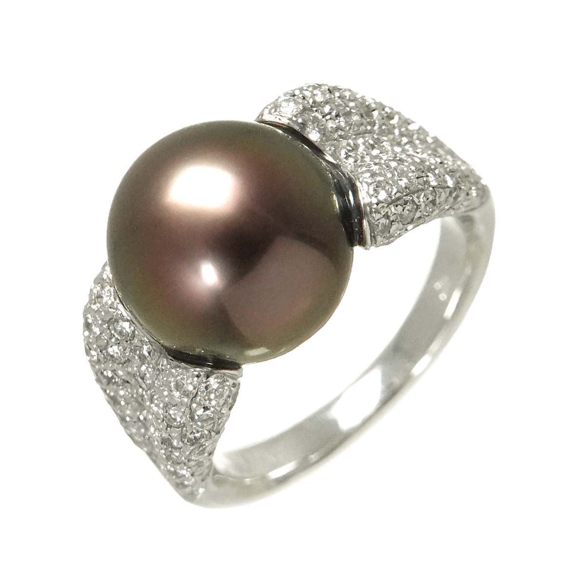 Black Pearl Diamond 1.38ct Ring 18K WG size6.25-6.5(US)