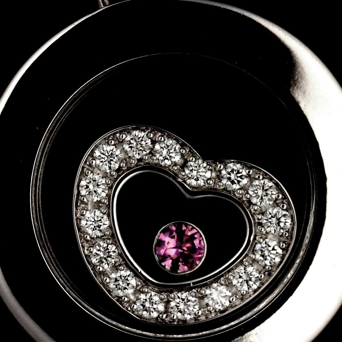 Happy Diamond Sapphire Heart Necklace 18K White Gold 750