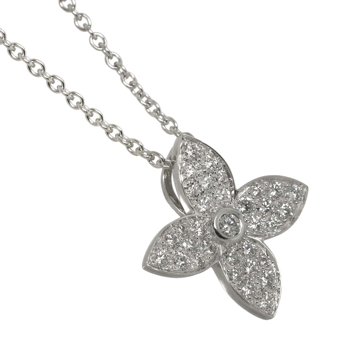 Pendentif Star blossom Diamond Necklace 18K WG 750