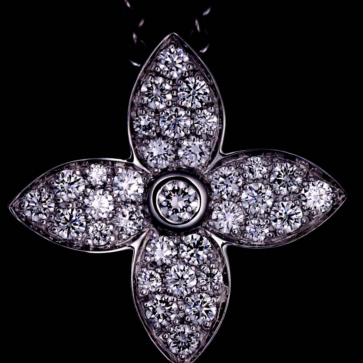 Pendentif Star blossom Diamond Necklace 18K WG 750