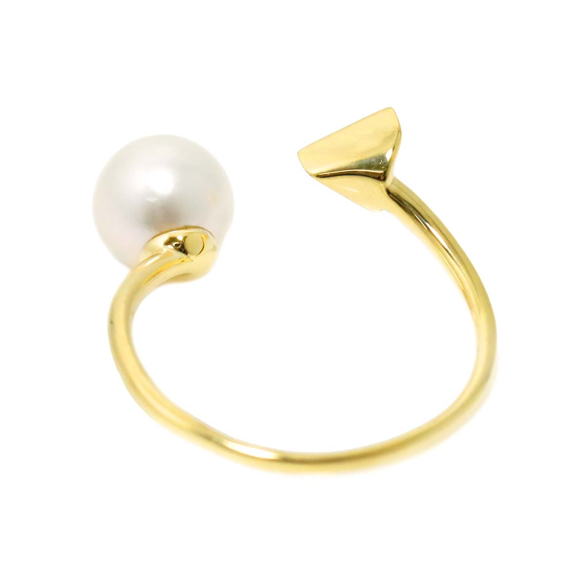 Akoya Pearl 7.4mm Diamond 0.02ct Ring 14K K14 YG 585 7.25-7.5(US)