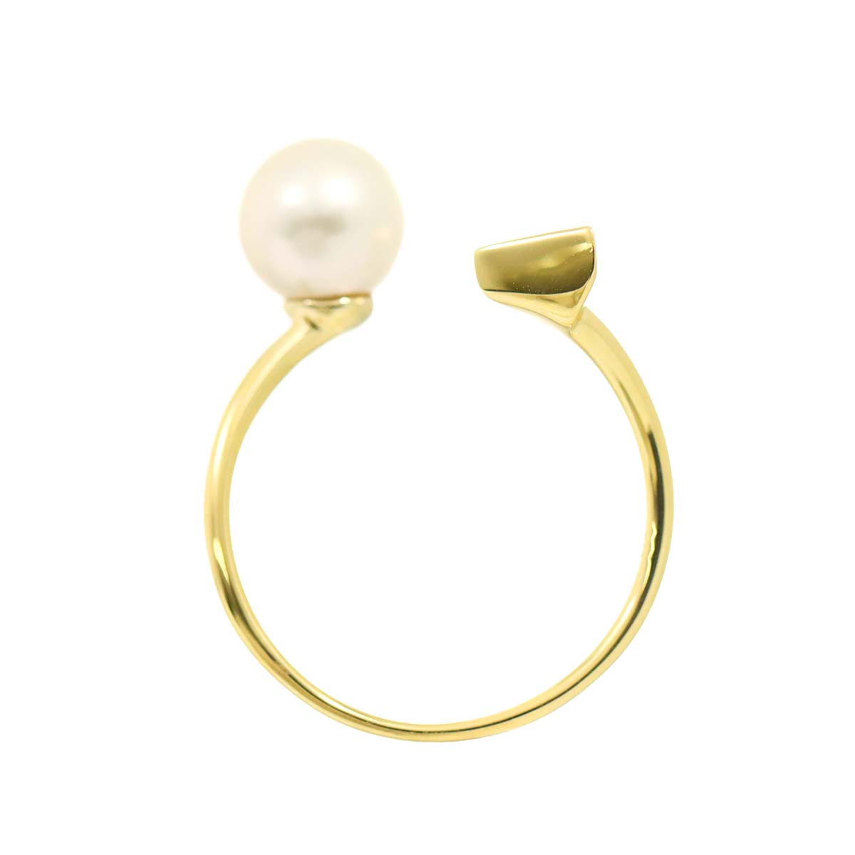 Akoya Pearl 7.4mm Diamond 0.02ct Ring 14K K14 YG 585 7.25-7.5(US)