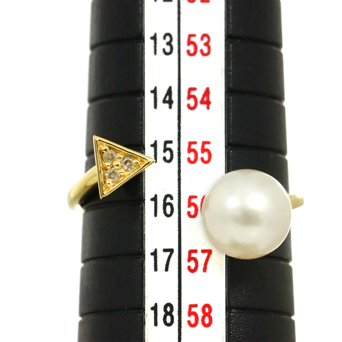 Akoya Pearl 7.4mm Diamond 0.02ct Ring 14K K14 YG 585 7.25-7.5(US)