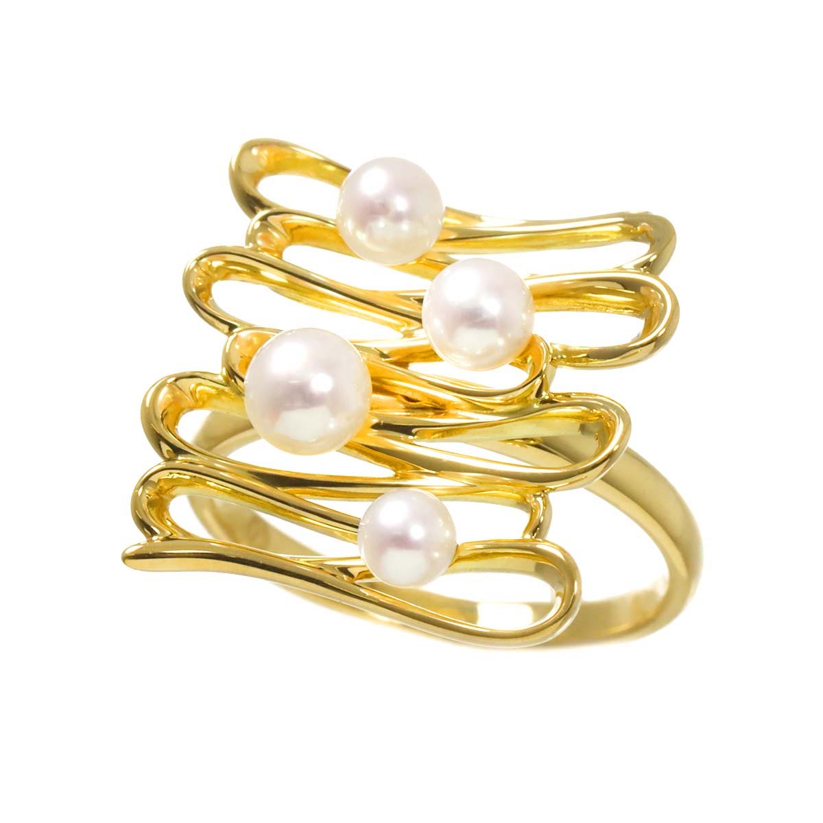 Akoya Pearl 3.3-4.4mm Ring 18K K18 YG 750 6(US)