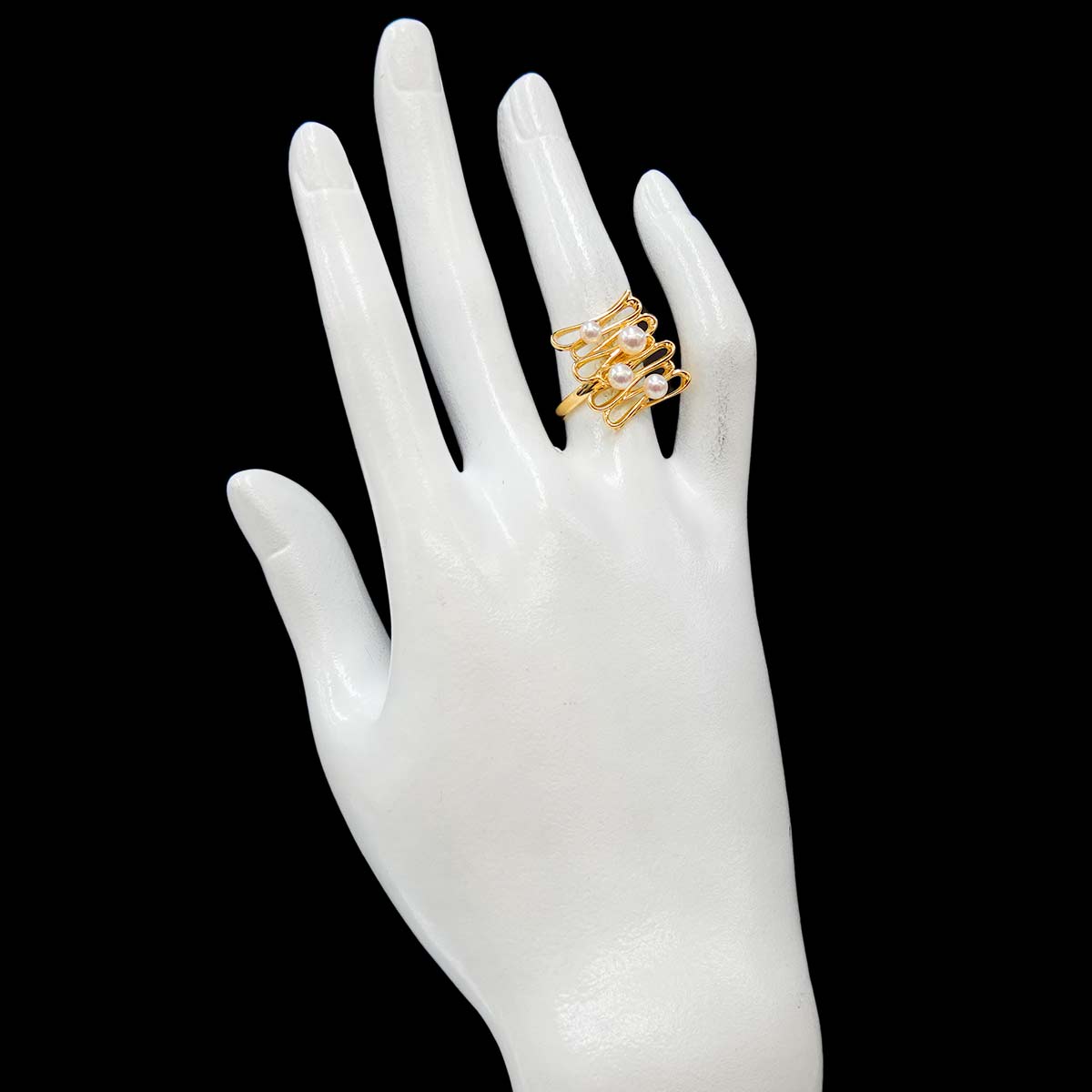 Akoya Pearl 3.3-4.4mm Ring 18K K18 YG 750 6(US)