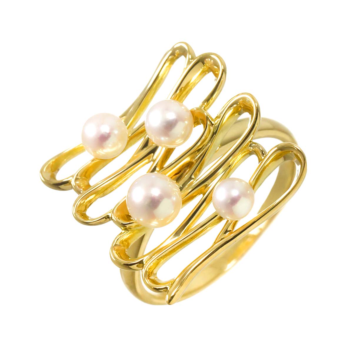 Akoya Pearl 3.3-4.4mm Ring 18K K18 YG 750 6(US)