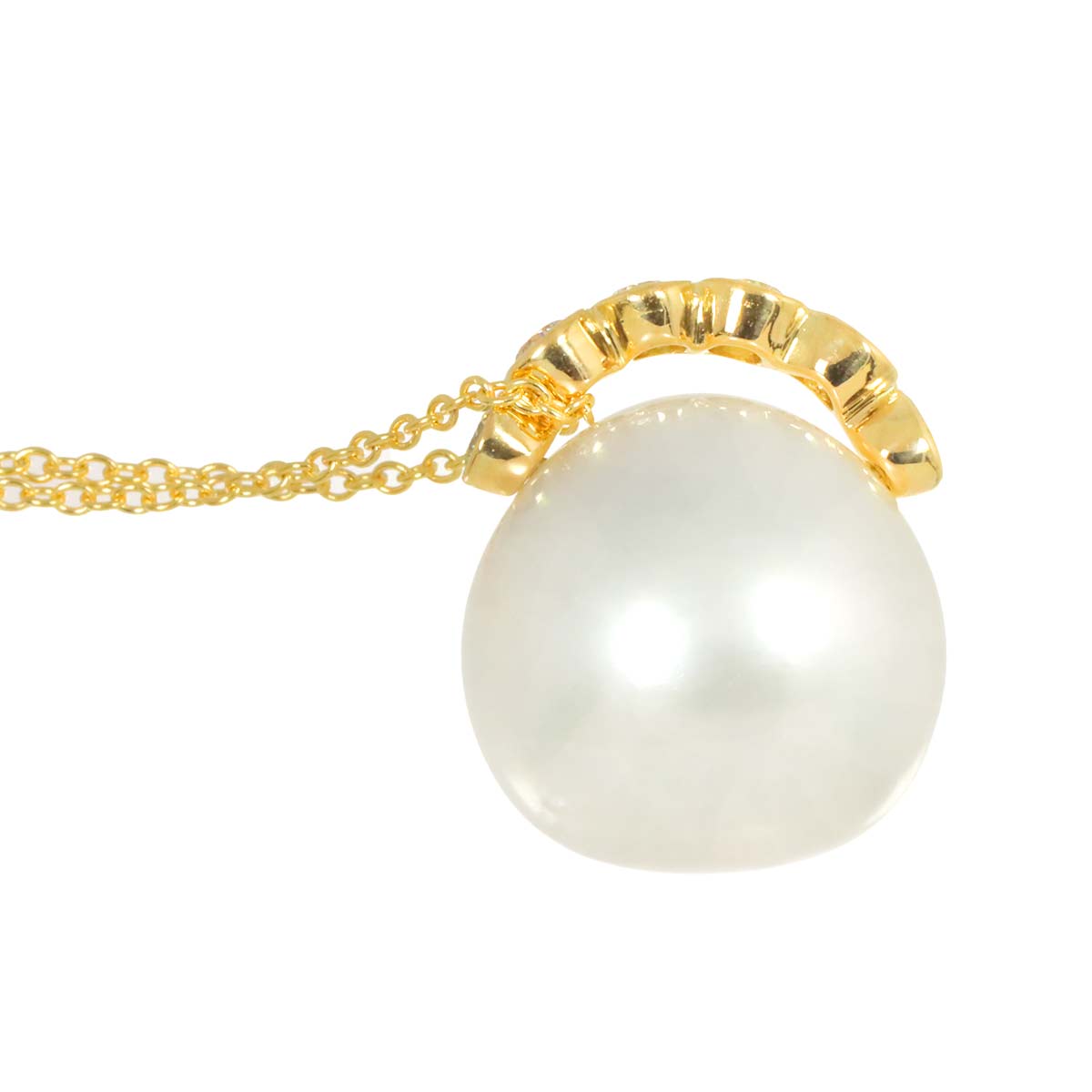 South Sea Pearl 16.7mm Diamond 0.437ct Necklace 18K YG Yellow Gold 750