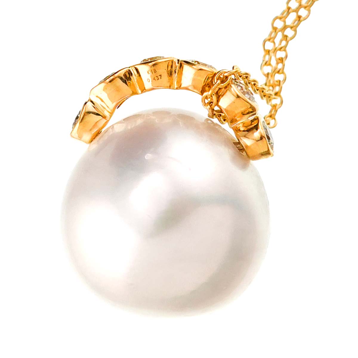 South Sea Pearl 16.7mm Diamond 0.437ct Necklace 18K YG Yellow Gold 750