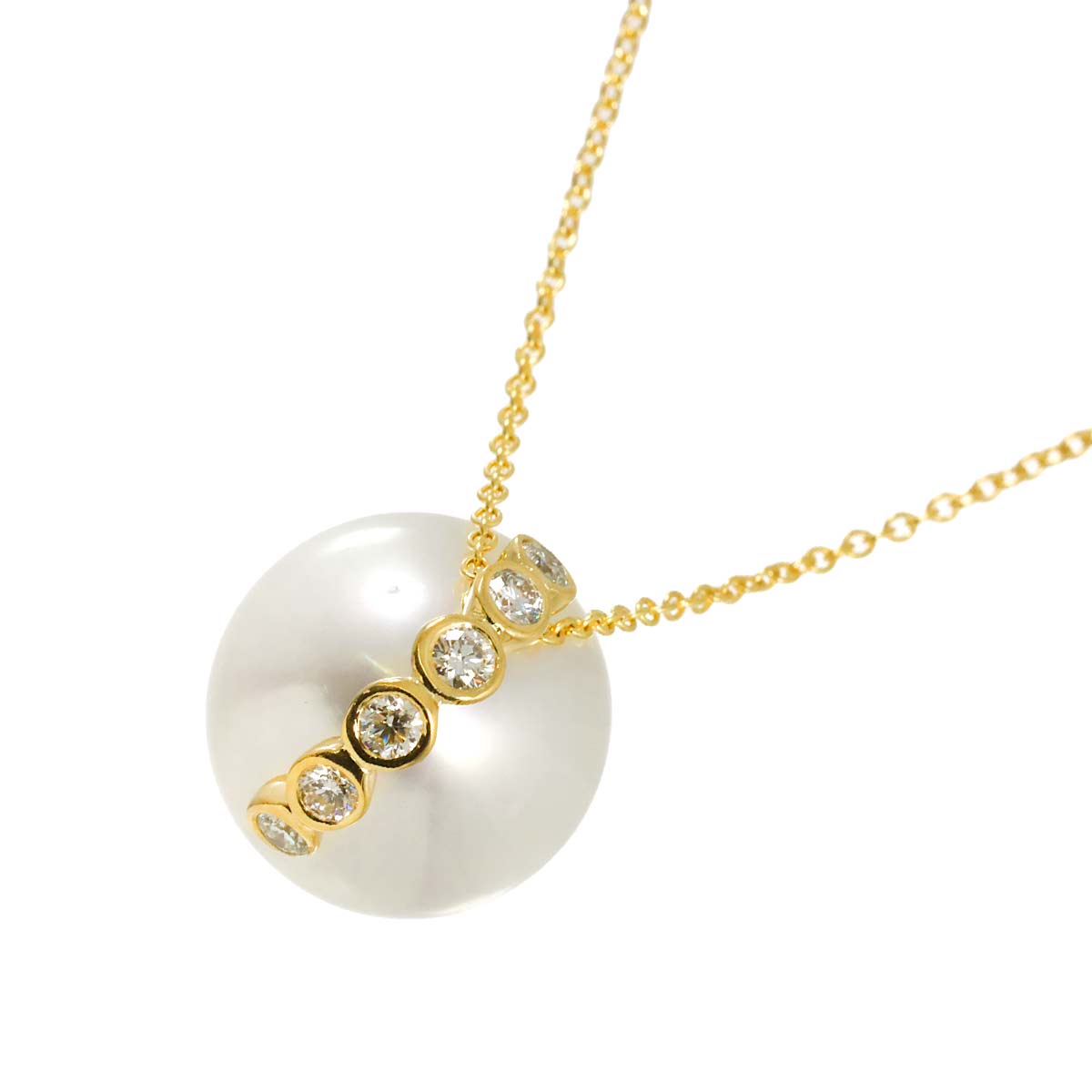 South Sea Pearl 16.7mm Diamond 0.437ct Necklace 18K YG Yellow Gold 750