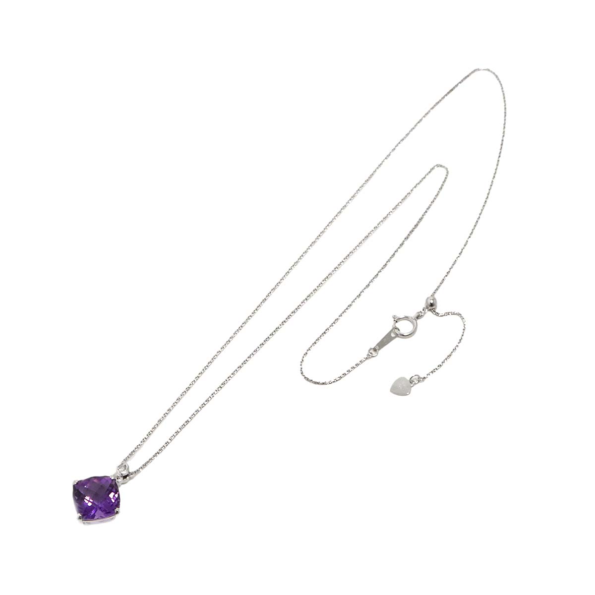 Amethyst 4.41ct Diamond 0.03ct Necklace 18K WG White Gold 750