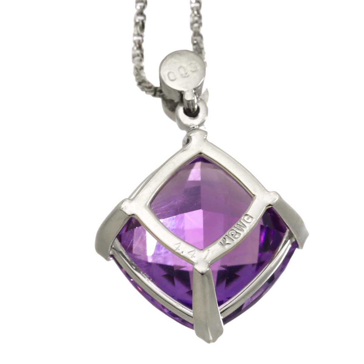 Amethyst 4.41ct Diamond 0.03ct Necklace 18K WG White Gold 750