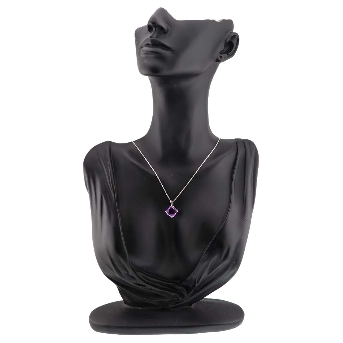 Amethyst 4.41ct Diamond 0.03ct Necklace 18K WG White Gold 750