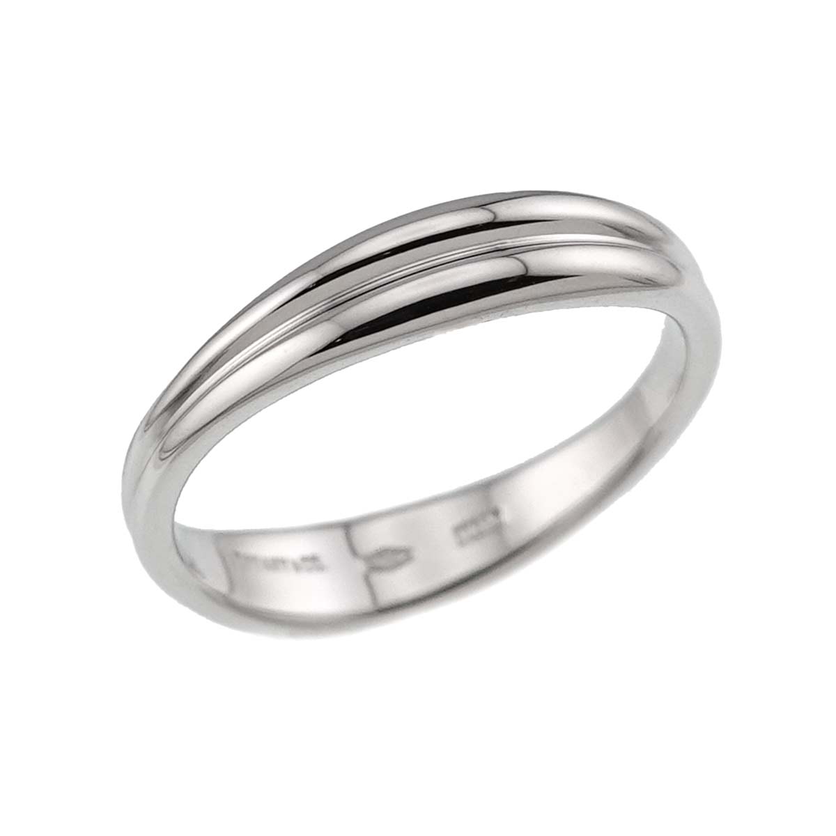 Double Ring wave 18K White Gold 750 Size5.75-6(US)