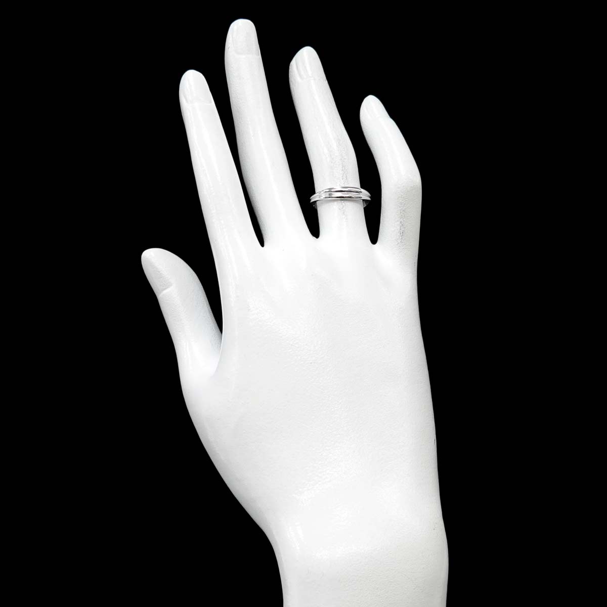 Double Ring wave 18K White Gold 750 Size5.75-6(US)