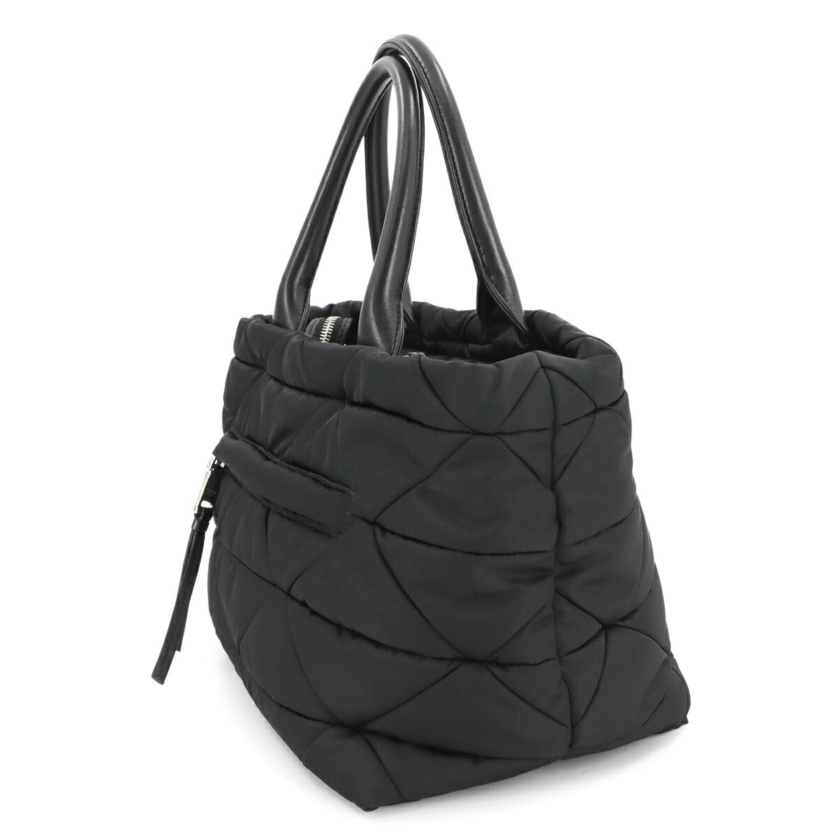 Small Padded 2way Tote Shoulder Bag Nylon Leather Black 1BG436