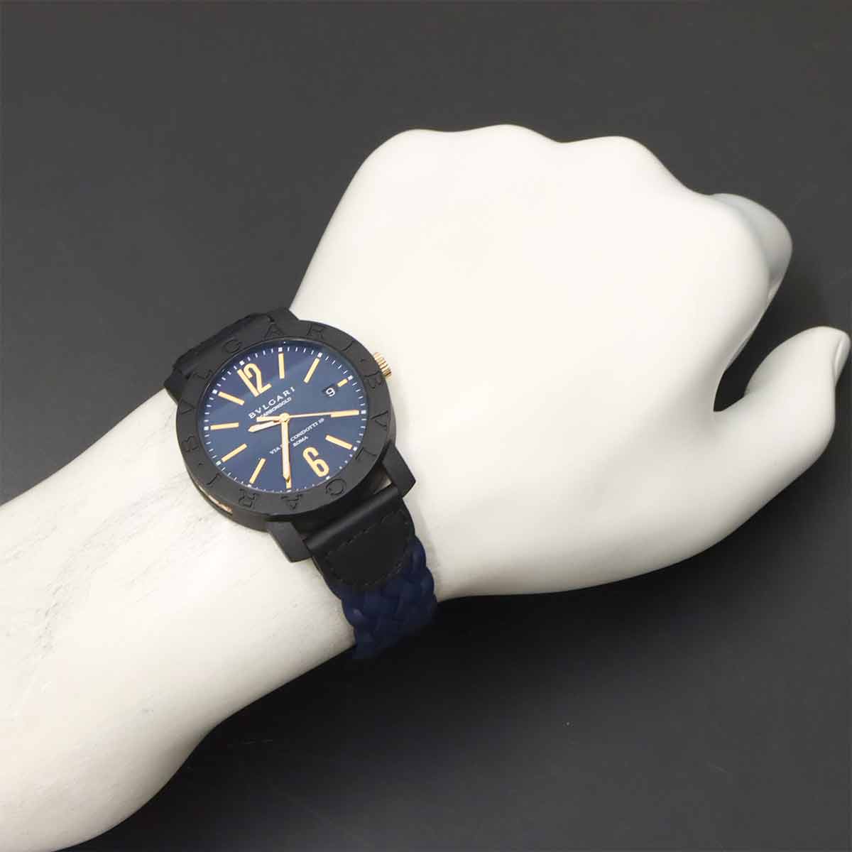 BVLGARIBVLGARI Carbon Gold BB40CL 750 YG Blue Dial Mens
