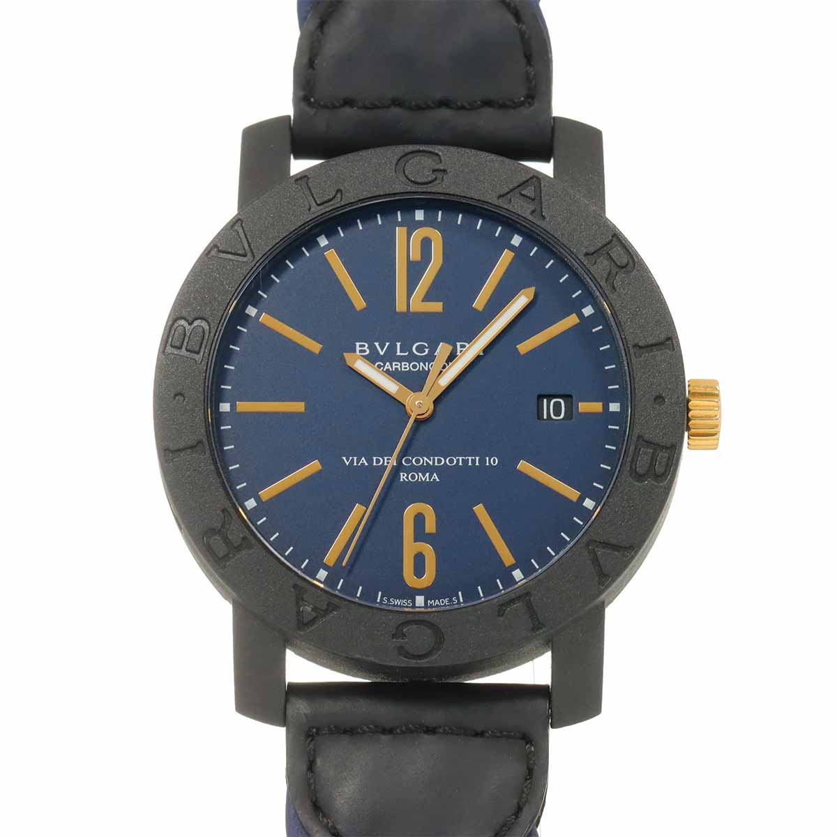 BVLGARIBVLGARI Carbon Gold BB40CL 750 YG Blue Dial Mens