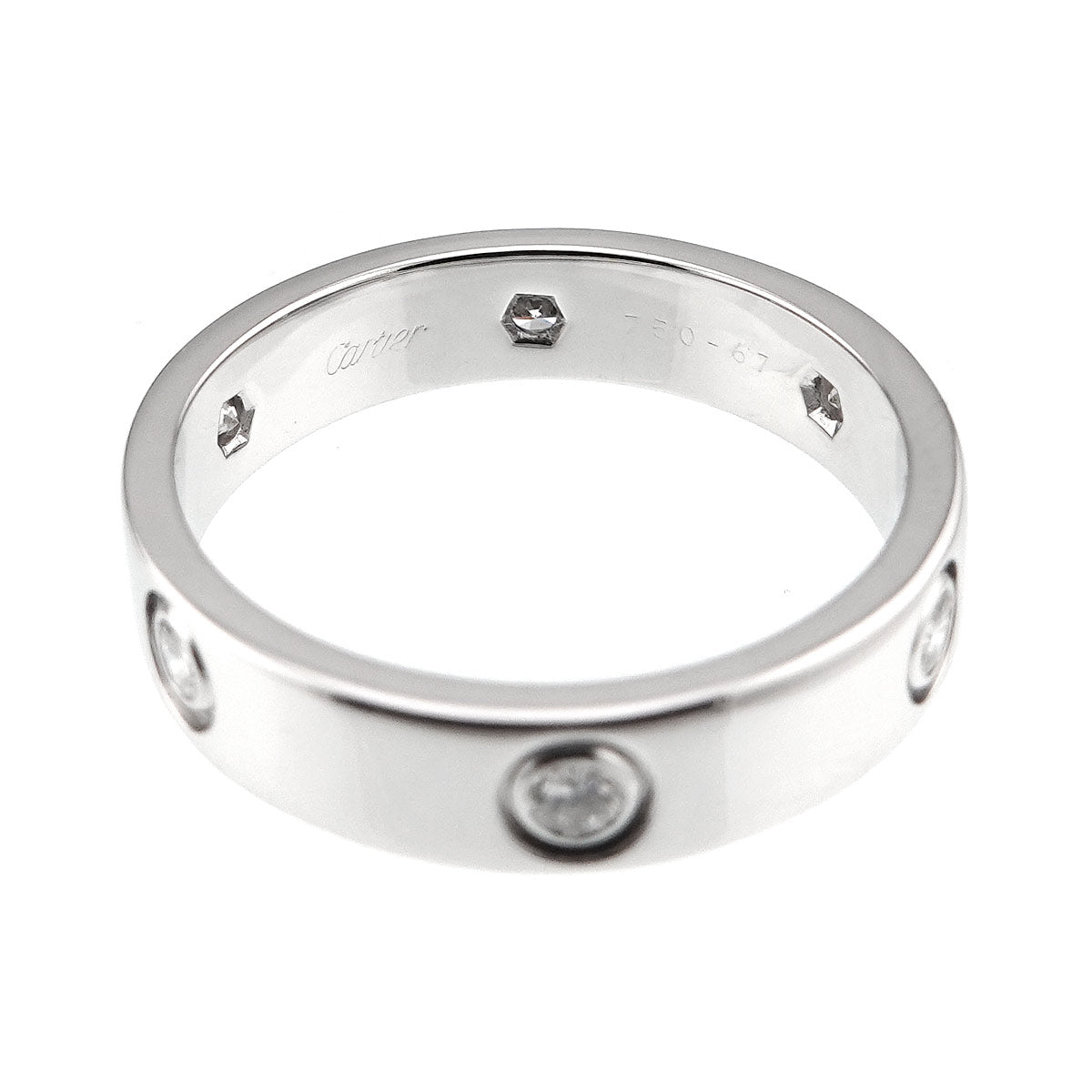 Love Full Diamond Ring 18K White Gold 750 size67 11.75(US)