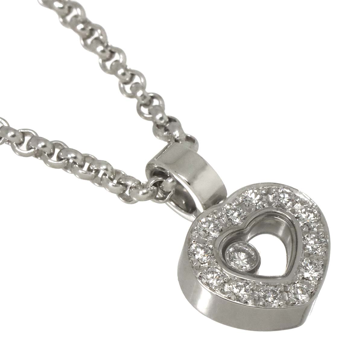 Happy Diamond Heart Necklace 18K White Gold 750