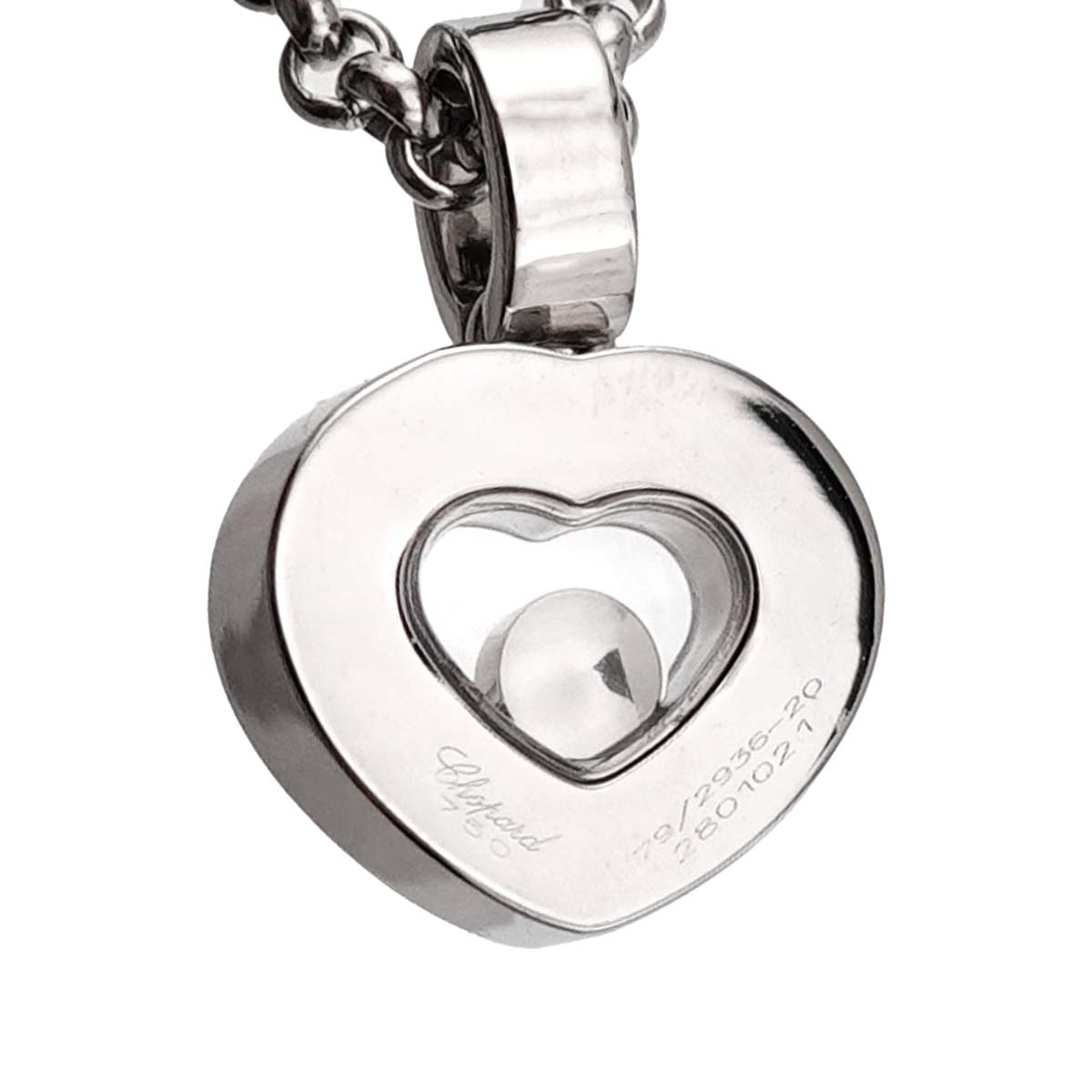 Happy Diamond Heart Necklace 18K White Gold 750