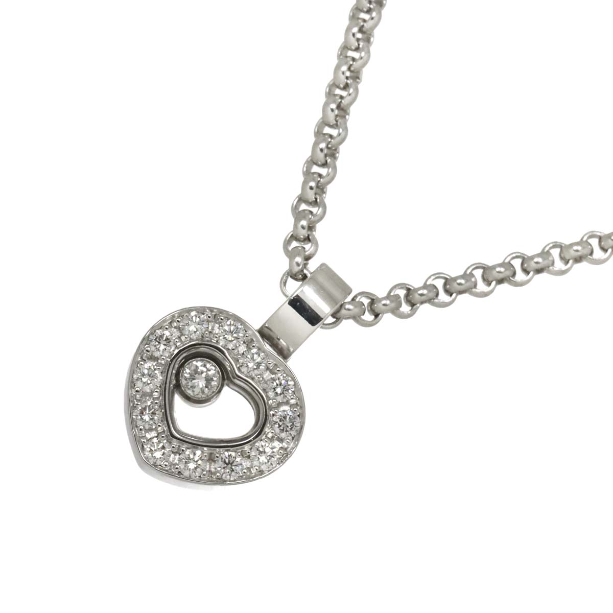 Happy Diamond Heart Necklace 18K White Gold 750