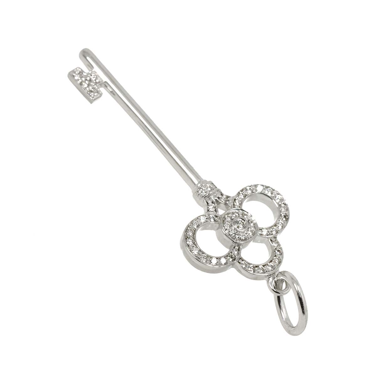 Crown Key Diamond Pendant Top 18K WG 750
