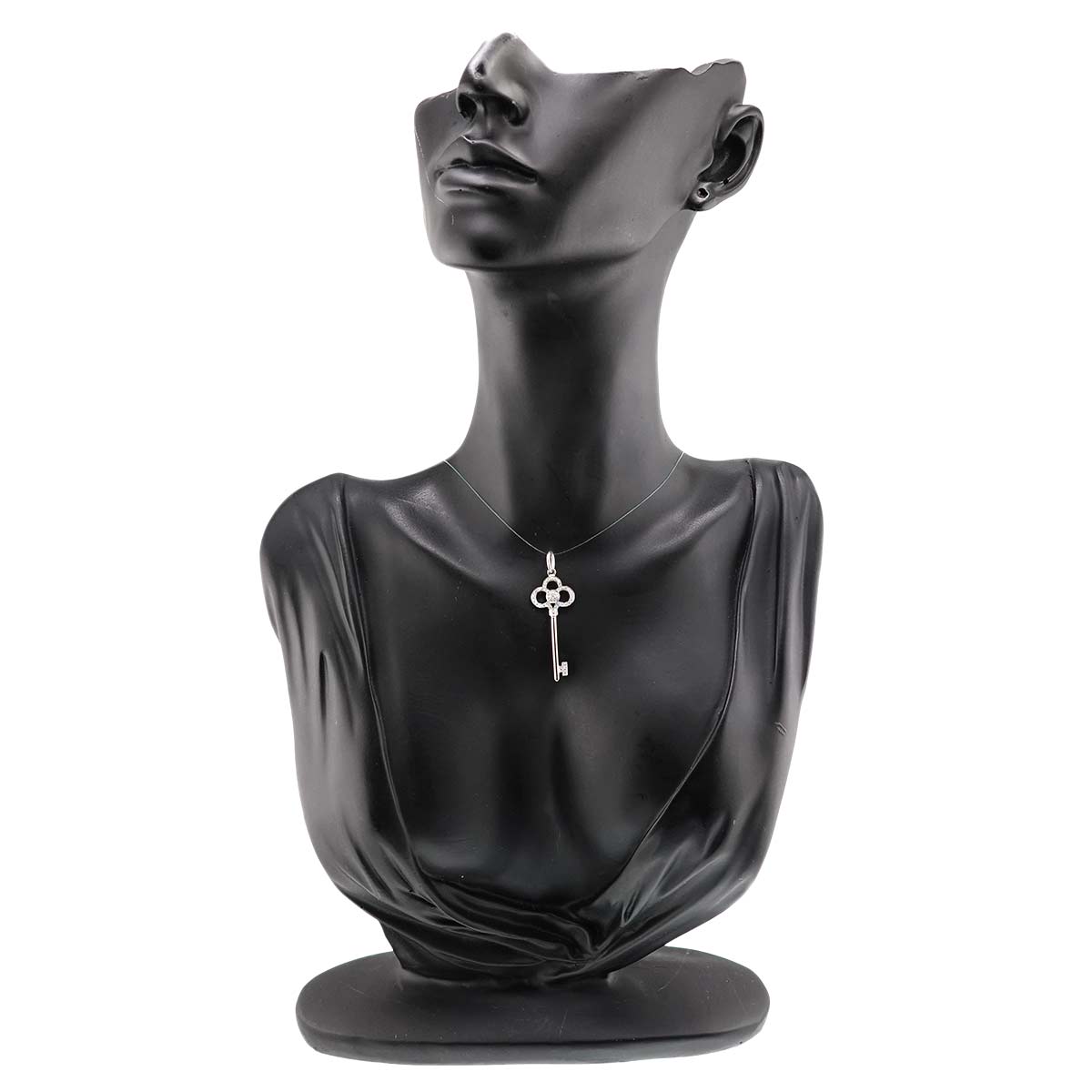 Crown Key Diamond Pendant Top 18K WG 750