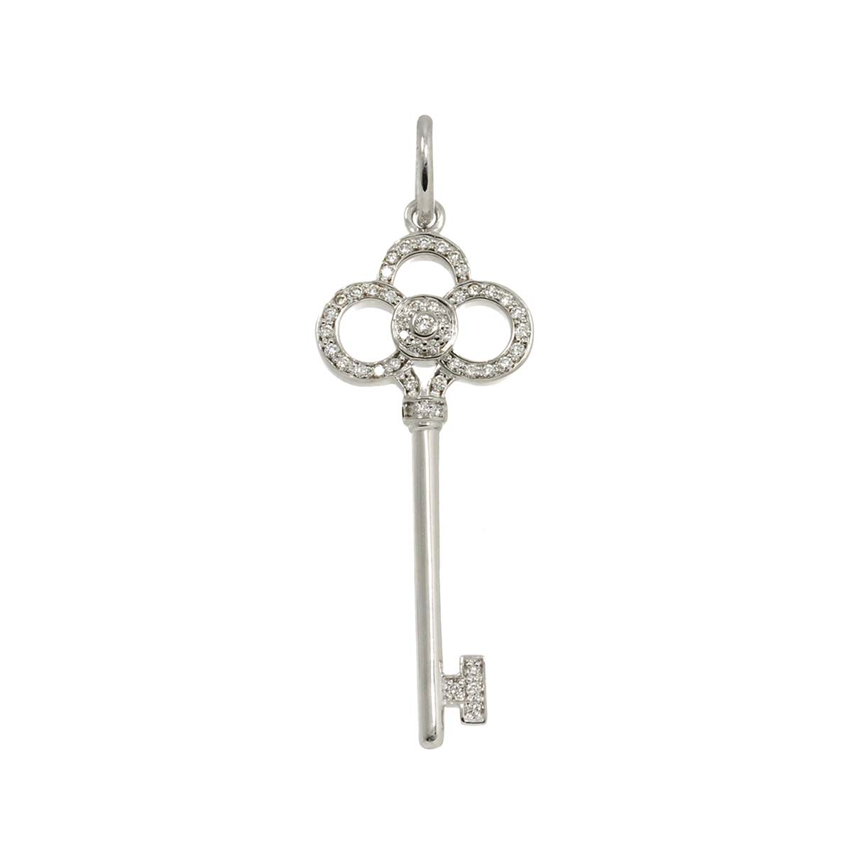 Crown Key Diamond Pendant Top 18K WG 750