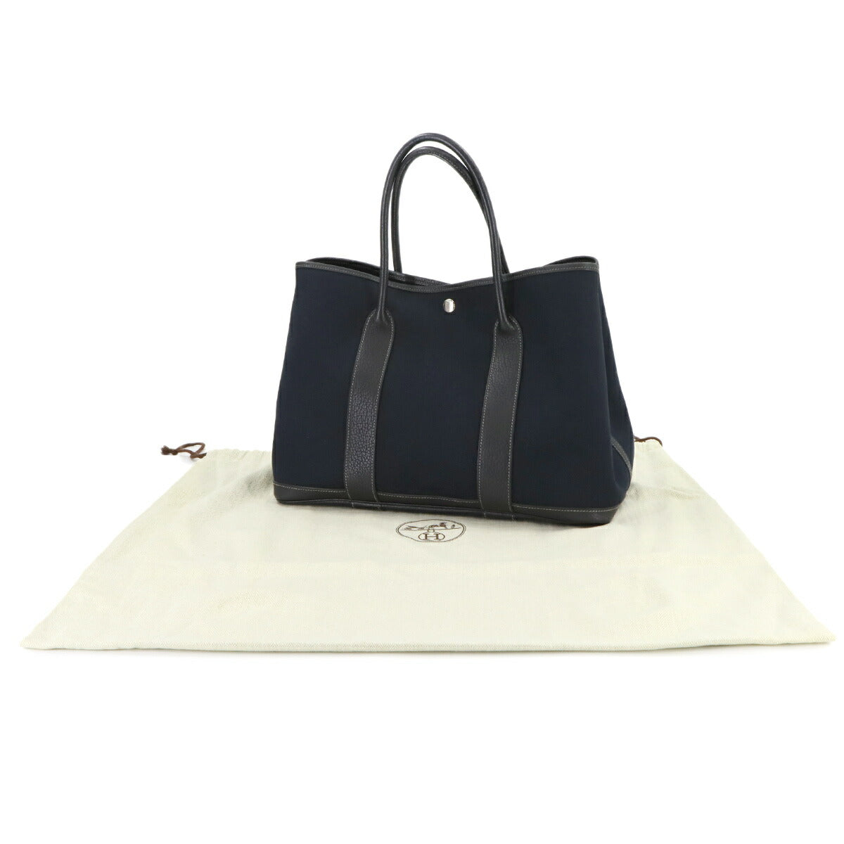 Garden Party PM Tote Bag Toile Officier Leather Navy