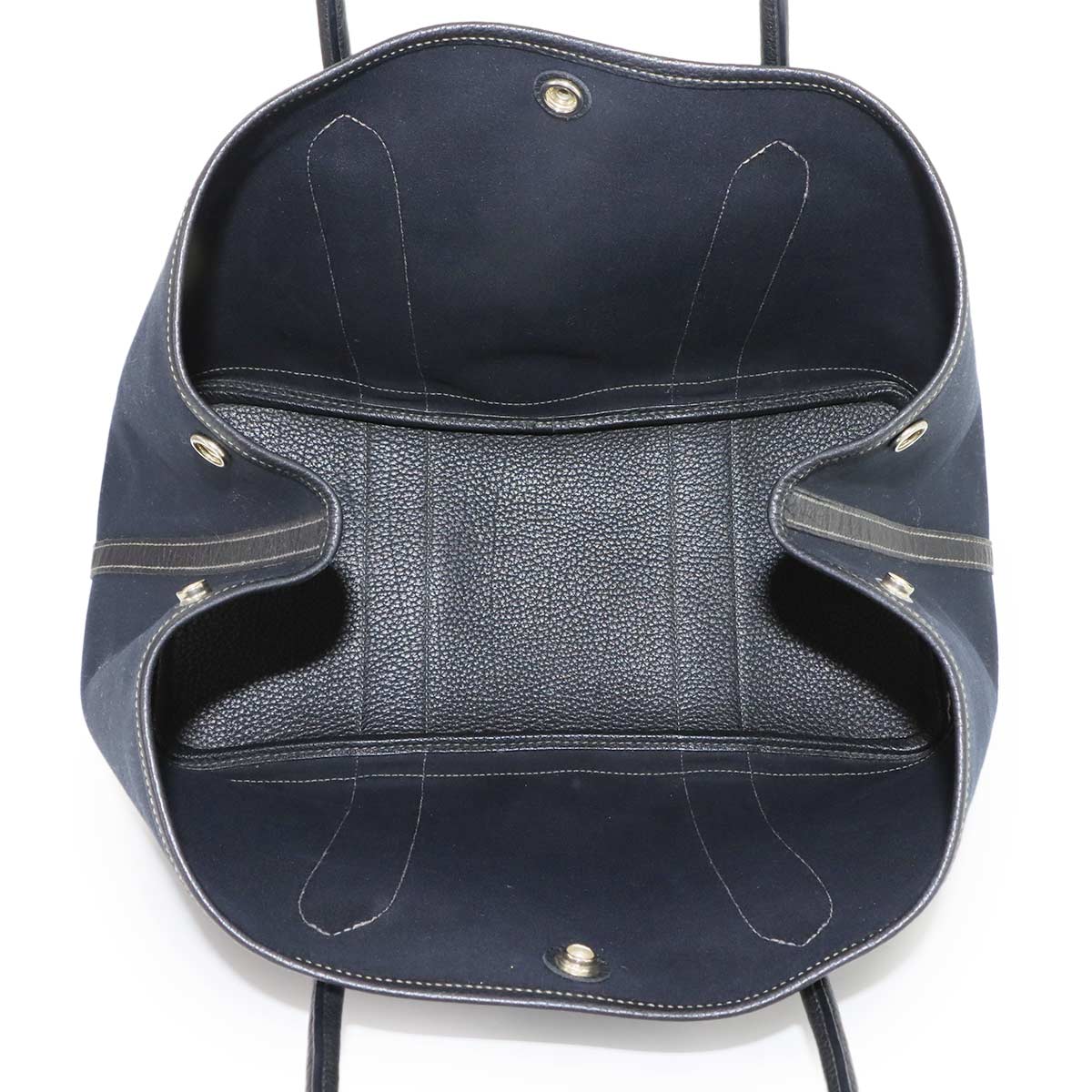 Garden Party PM Tote Bag Toile Officier Leather Navy