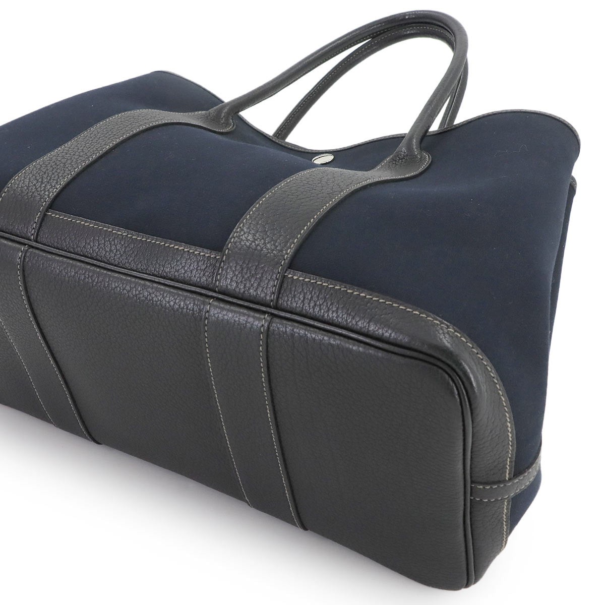 Garden Party PM Tote Bag Toile Officier Leather Navy