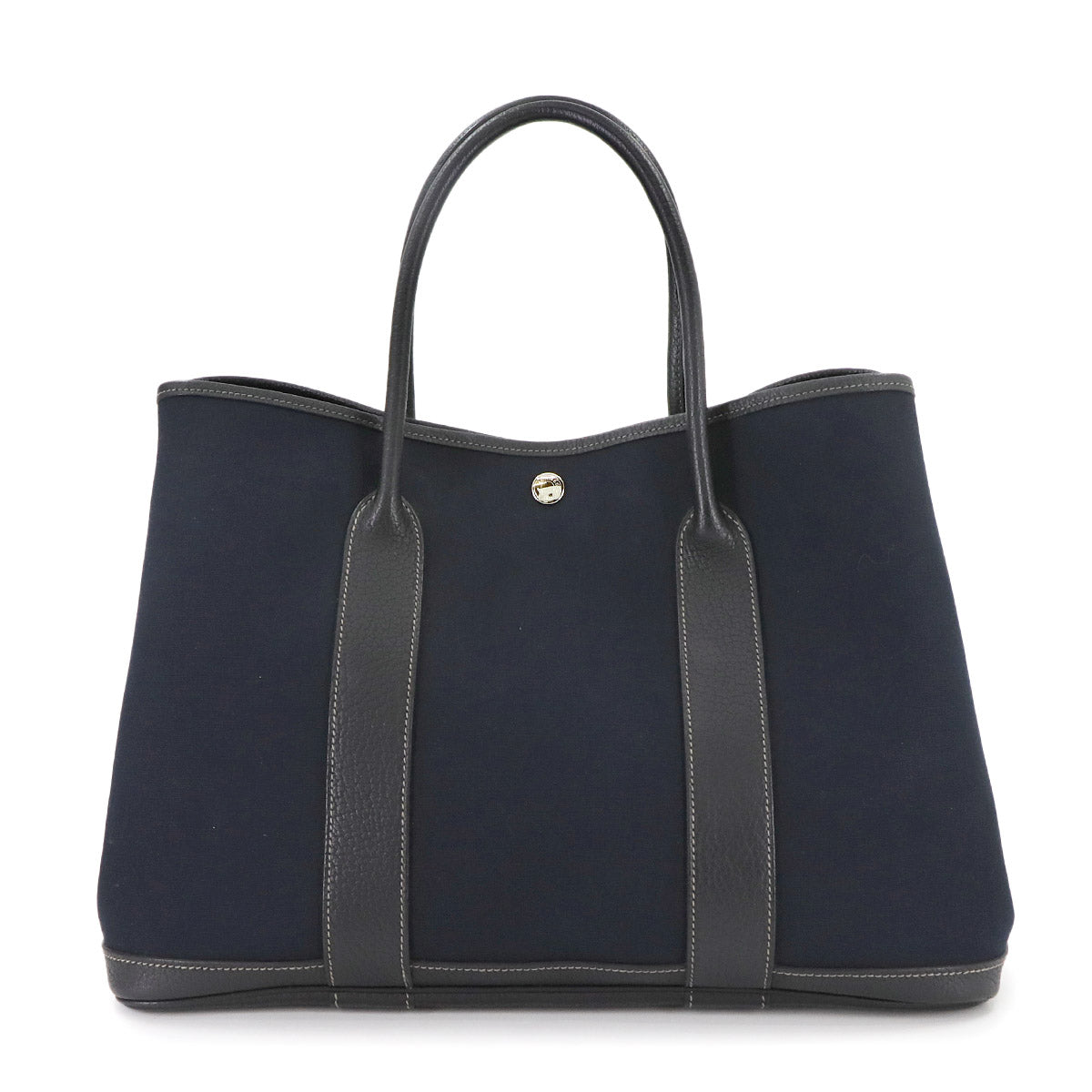 Garden Party PM Tote Bag Toile Officier Leather Navy
