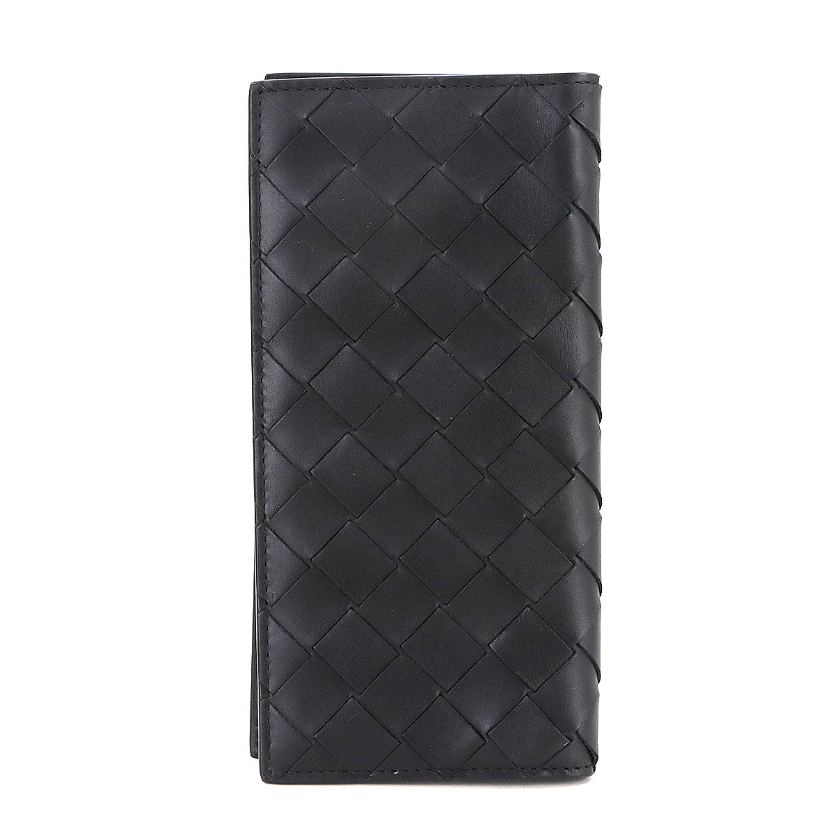Intrecciato Long Wallet Leather Black Purse