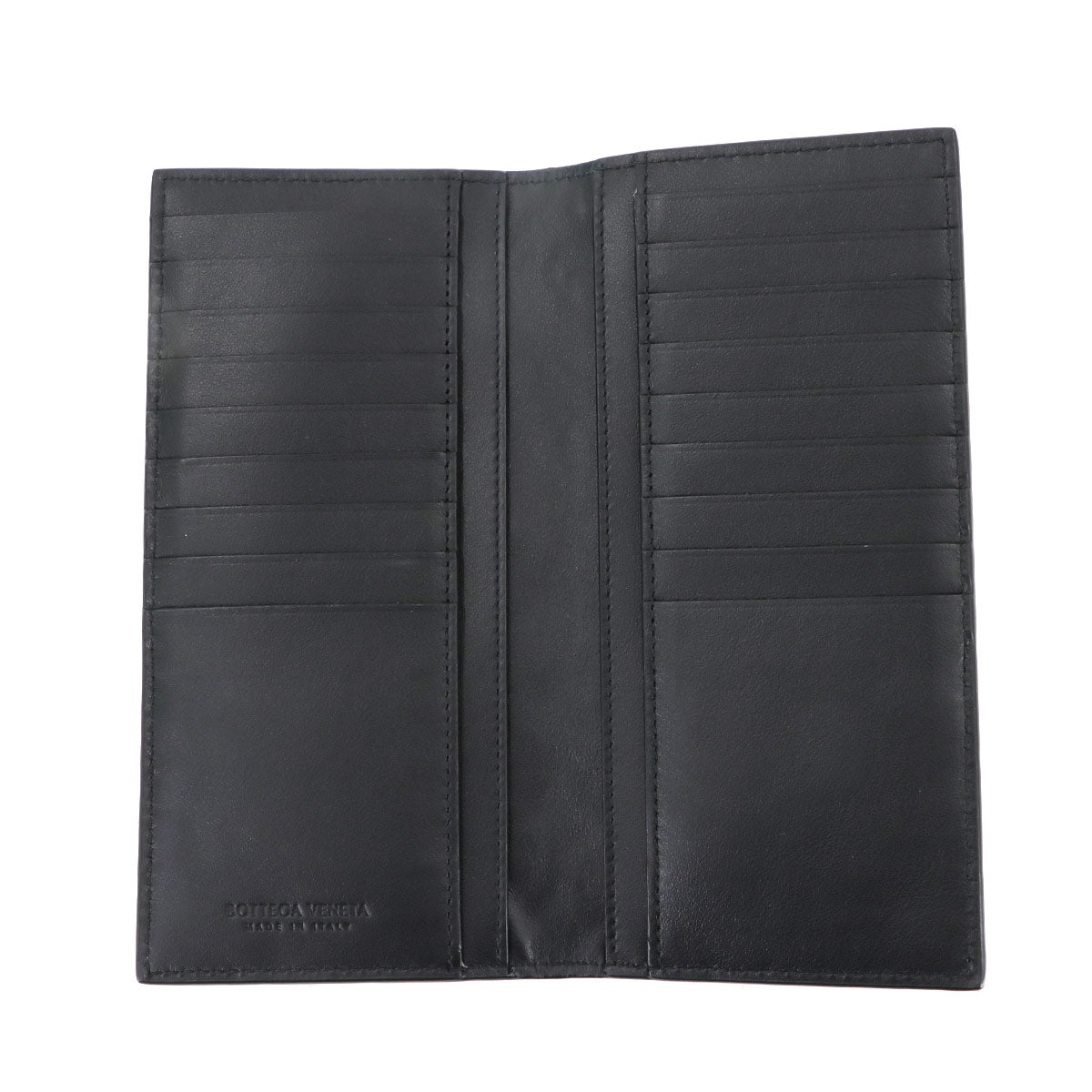 Intrecciato Long Wallet Leather Black Purse