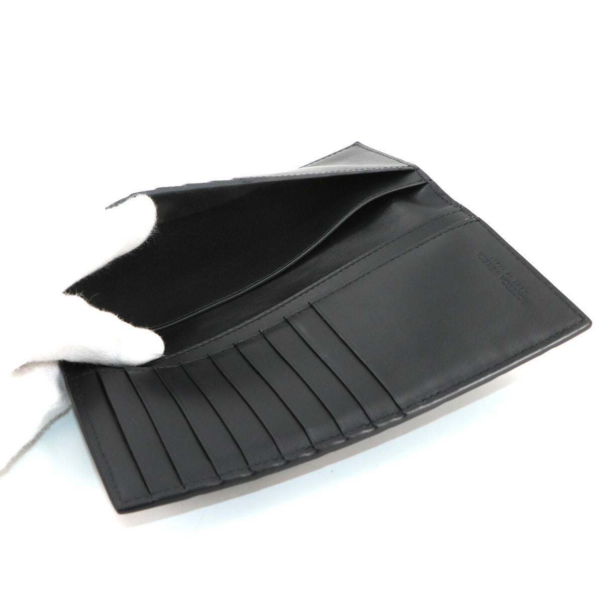 Intrecciato Long Wallet Leather Black Purse