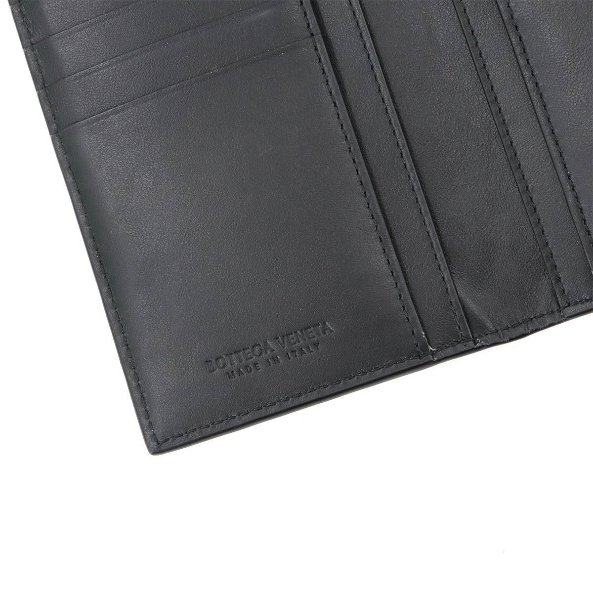 Intrecciato Long Wallet Leather Black Purse