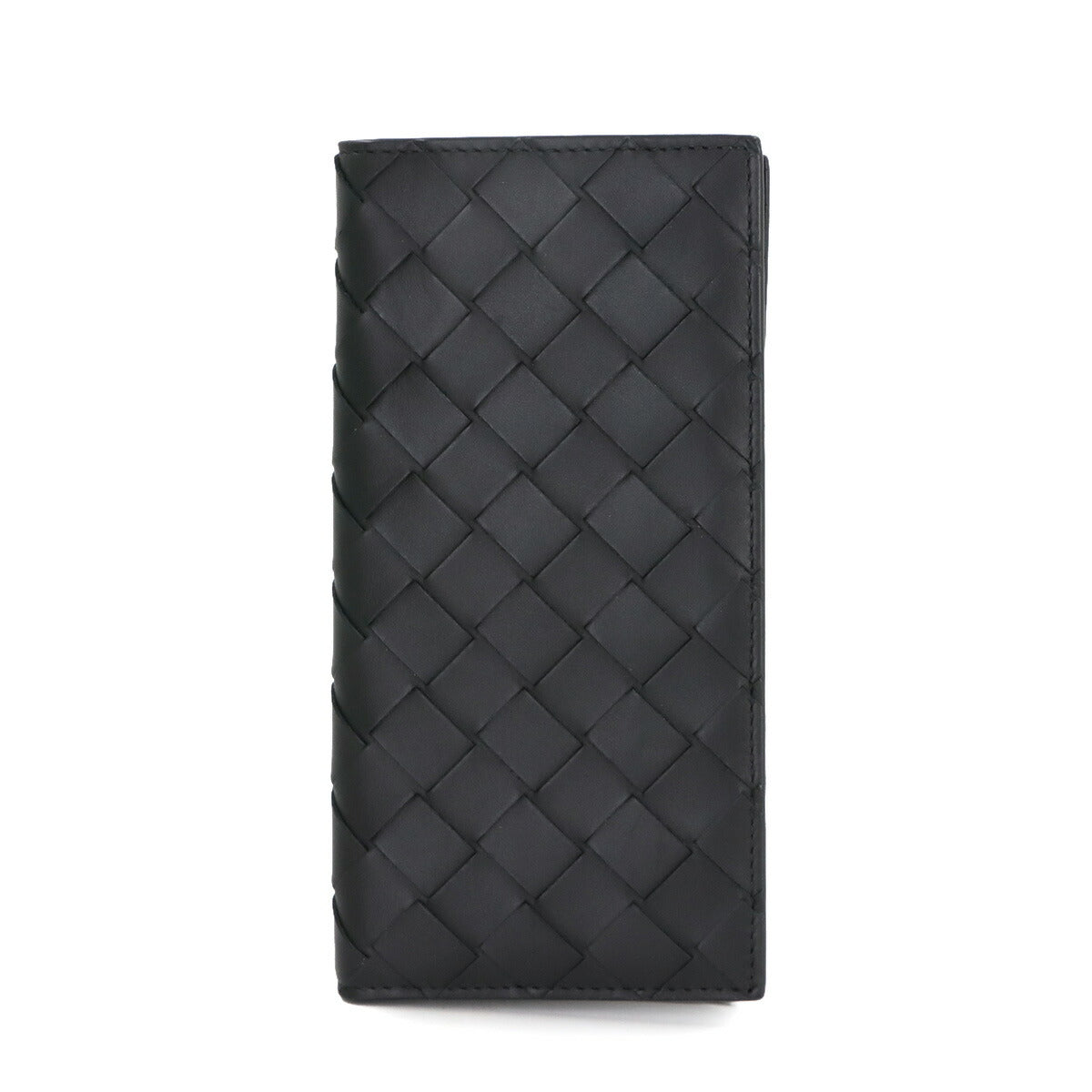 Intrecciato Long Wallet Leather Black Purse