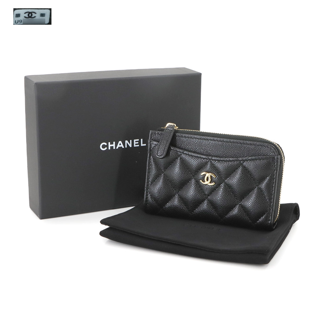 Matelasse Card Case Coin Purse Leather Black AP3179