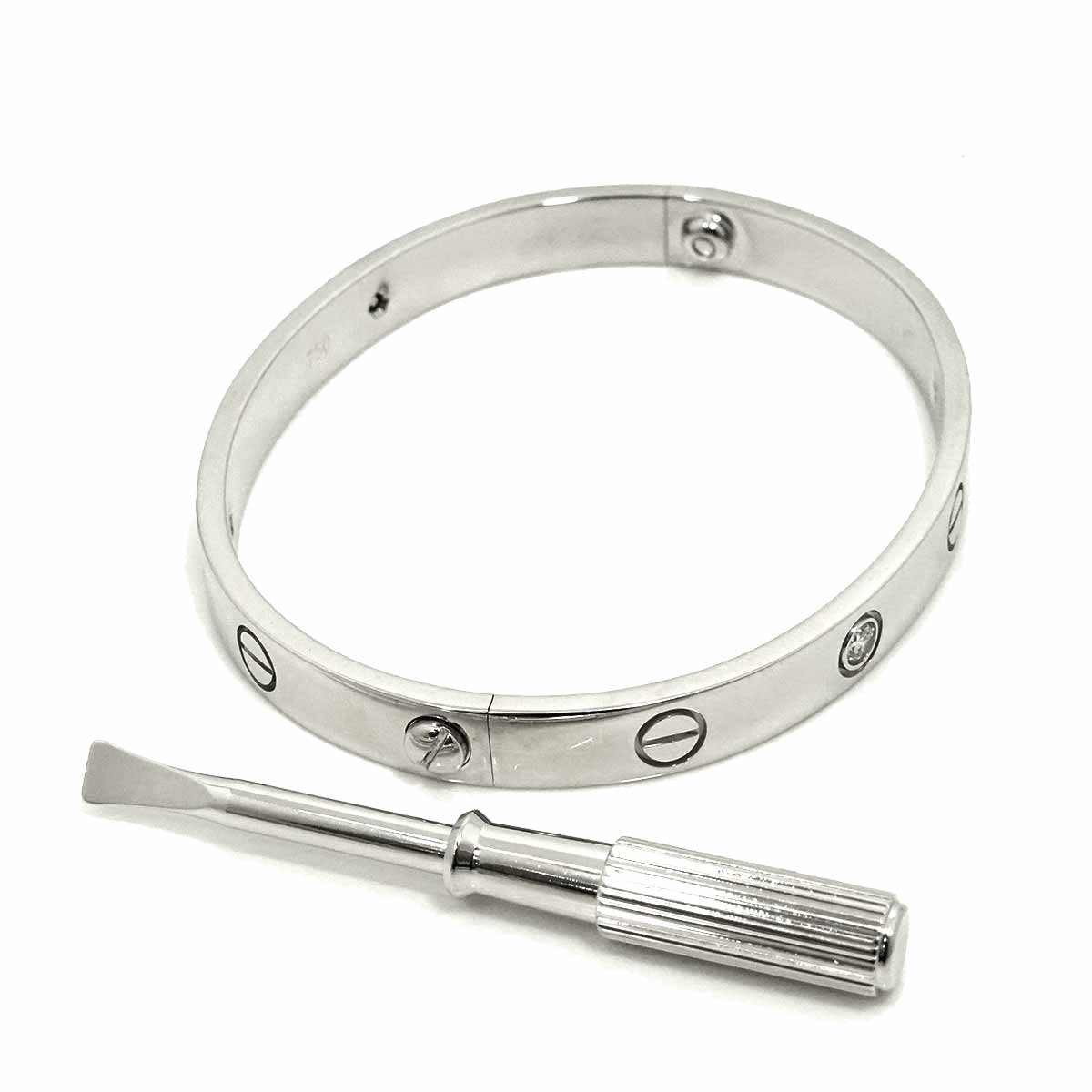 Love Bracelet Diamond 4P Bangle 18K WG 750 Size17