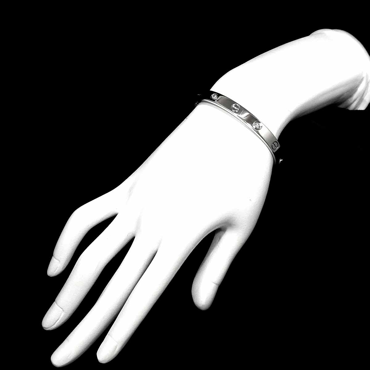 Love Bracelet Diamond 4P Bangle 18K WG 750 Size17
