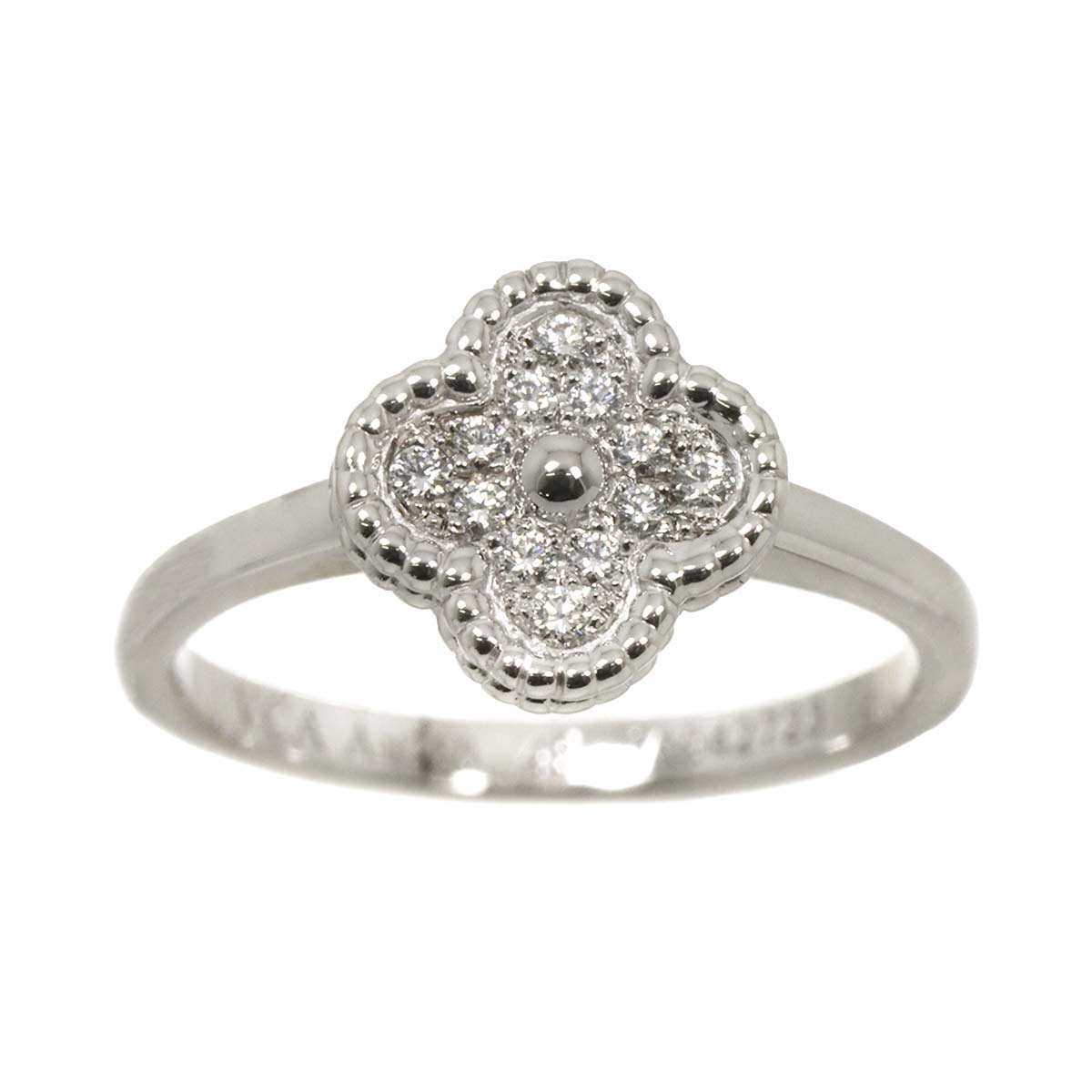 Sweet Alhambra Diamond Ring 18K WG 750 size48 4.5(US)