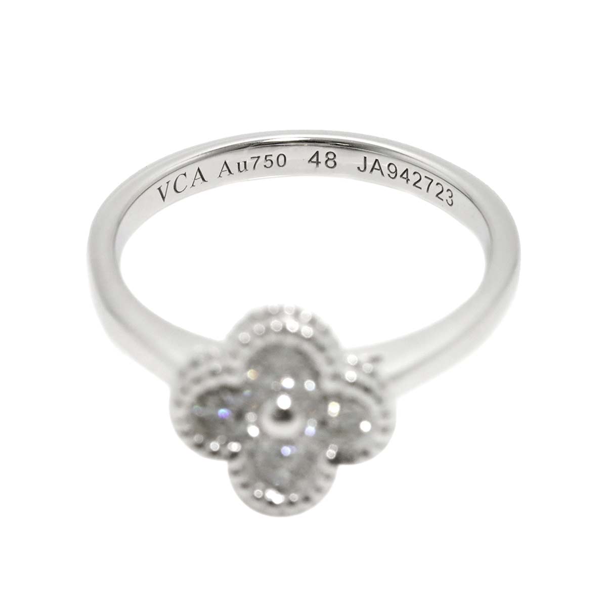 Sweet Alhambra Diamond Ring 18K WG 750 size48 4.5(US)