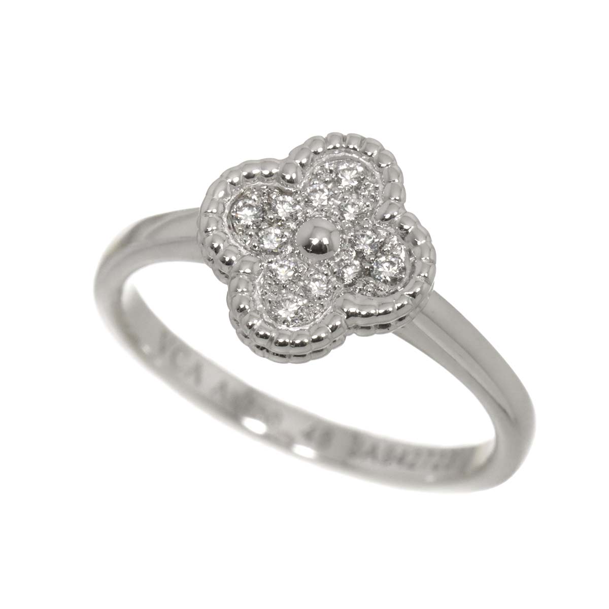 Sweet Alhambra Diamond Ring 18K WG 750 size48 4.5(US)