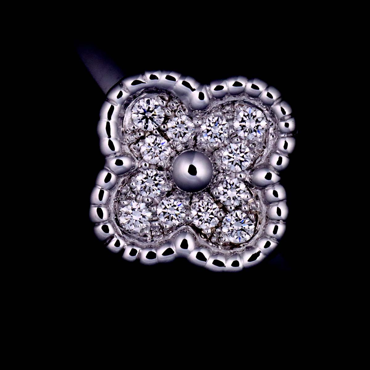 Sweet Alhambra Diamond Ring 18K WG 750 size48 4.5(US)